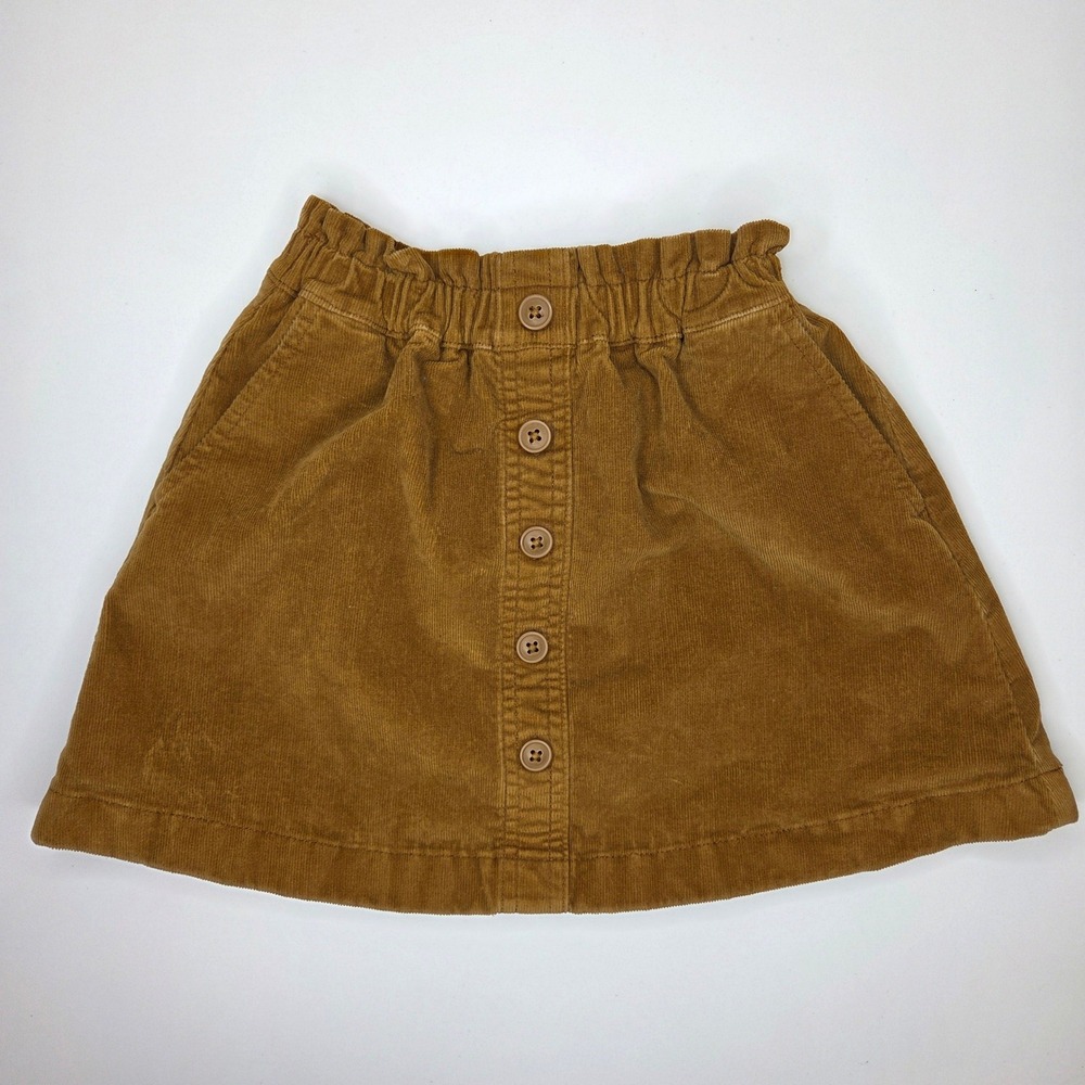 Crewcuts J.Crew Girls Brown Corduroy Button Front Paperbag Waist Skirt Size 4-5